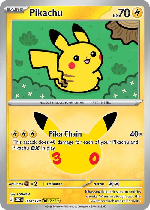 Pikachu 12/30 30th Celebration