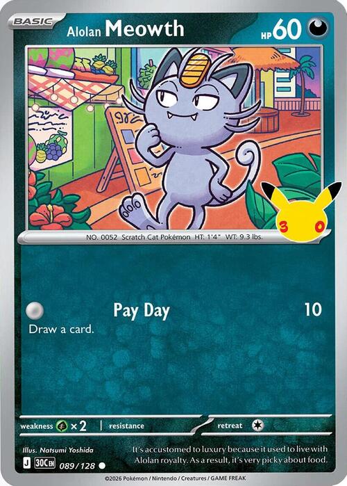 Alolan Meowth 089/128 30th Celebration