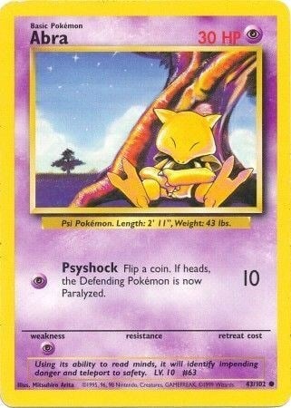 Abra 43/102 Base Set