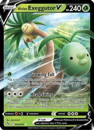 Alolan exeggutor V 005/078 Pokémon TCG: Pokémon GO