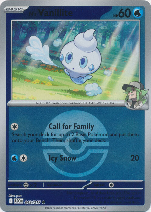 N's Vanillite 049/217 Ascended Heroes - Ball & Rocket Reverse Holo