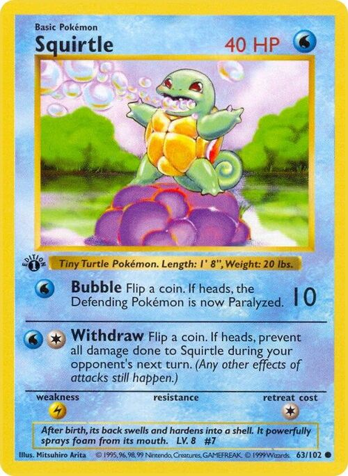 Squirtle 63/102 Base Set Shadowless