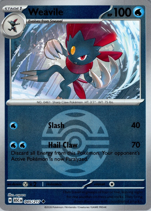 Weavile 045/217 Ascended Heroes - Ball & Rocket Reverse Holo