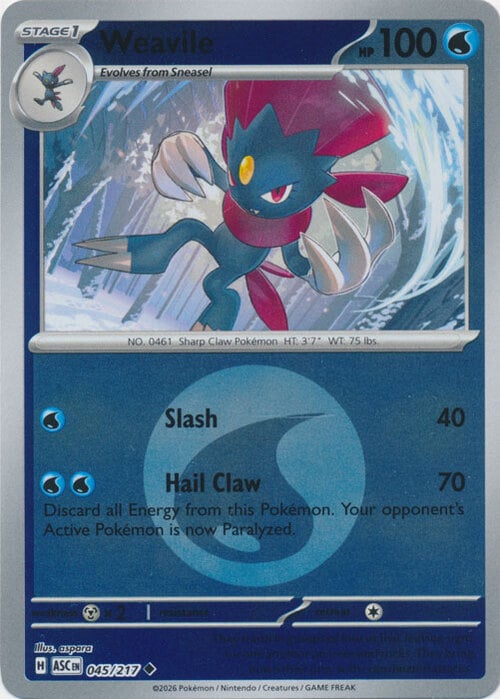 Weavile 045/217 Ascended Heroes - Energy Reverse Holo