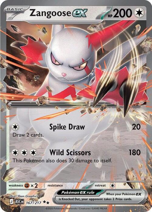 Zangoose ex 167/217 Ascended Heroes