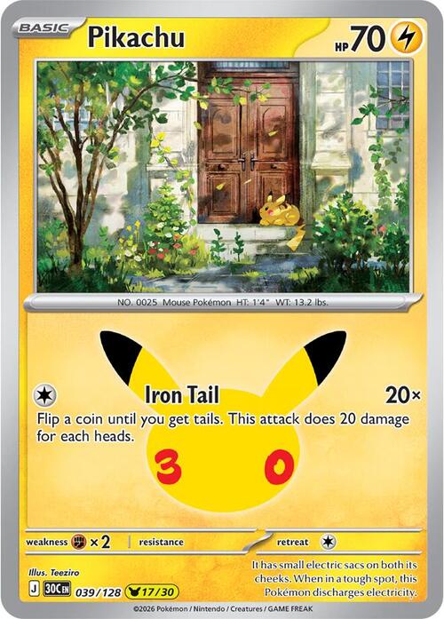 Pikachu 17/30 30th Celebration