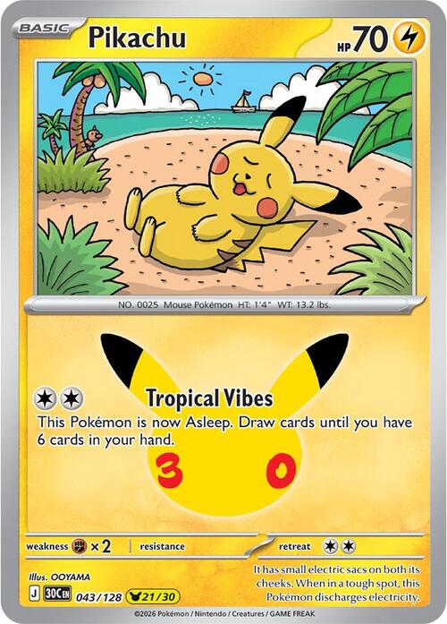 Pikachu 21/30 30th Celebration