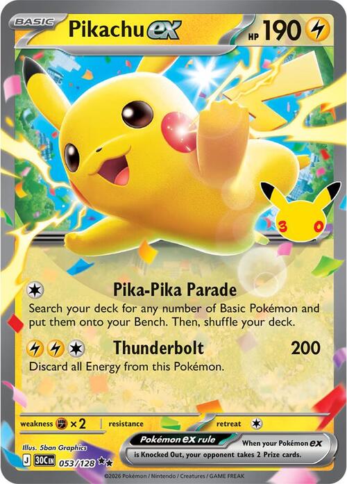 Pikachu ex 053/128 30th Celebration
