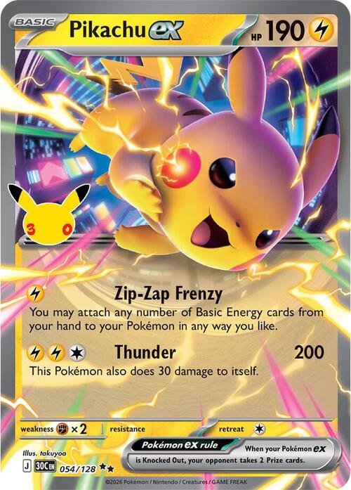 Pikachu ex 054/128 30th Celebration