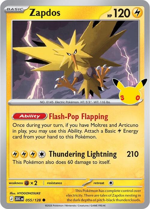Zapdos 055/128 30th Celebration