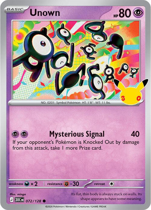Unown 072/128 30th Celebration