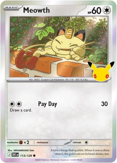 Meowth 113/128 30th Celebration
