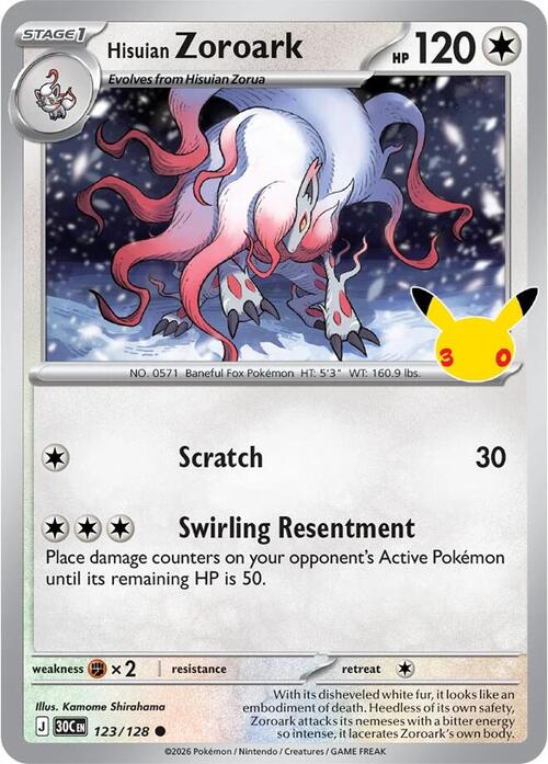 Hisuian Zoroark 123/128 30th Celebration
