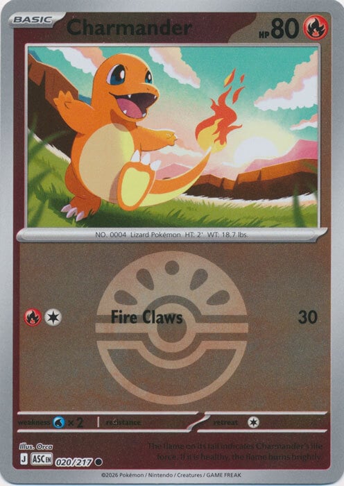 Charmander 020/217 Ascended Heroes - Ball & Rocket Reverse Holo