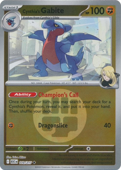 Cynthia's Gabite 110/217 Ascended Heroes - Energy Reverse Holo