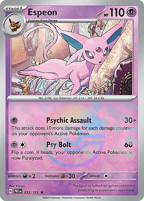 Espeon 033/131 Prismatic Evolutions - Poké Ball Reverse Holo