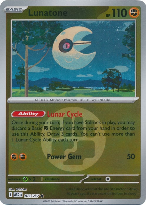 Lunatone 105/217 Ascended Heroes - Energy Reverse Holo