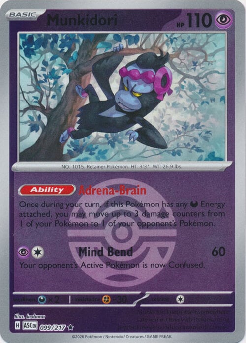 Munkidori 099/217 Ascended Heroes - Ball & Rocket Reverse Holo