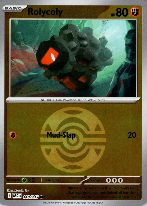 Rolycoly 118/217 Ascended Heroes - Ball & Rocket Reverse Holo